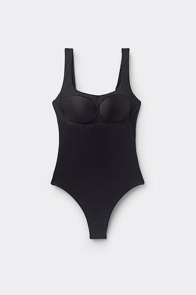 Black Padded One-Piece Swimsuit, , large image number 4