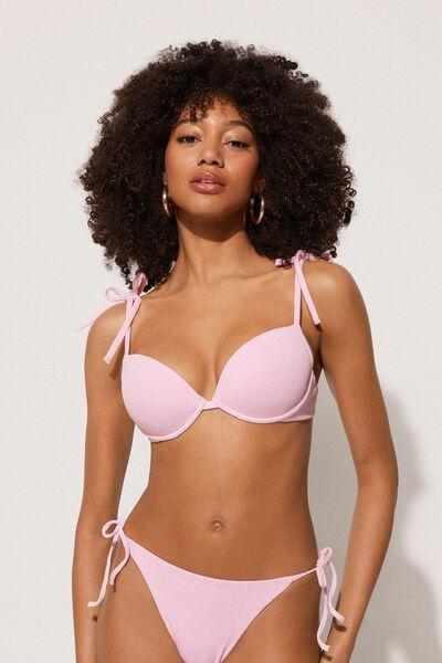 Pink Ribbed Push-Up Bikini Top, 5701_899Y, large image number 0