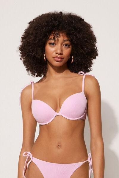 Pink Ribbed Push-Up Bikini Top, 5701_899Y, large image number 1