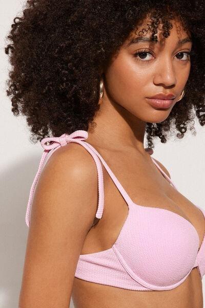 Pink Ribbed Push-Up Bikini Top, 5701_899Y, large image number 3