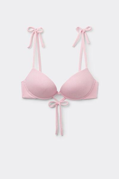 Pink Ribbed Push-Up Bikini Top, 5701_899Y, large image number 4
