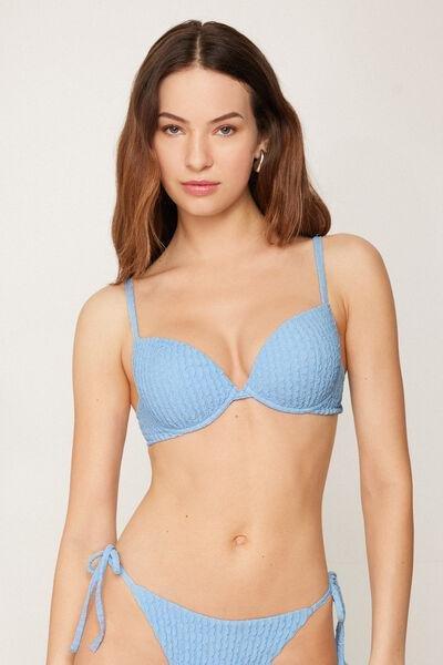 Blue Dreamy Texture Padded Push-Up Bikini Top, 5701_280Z, medium
