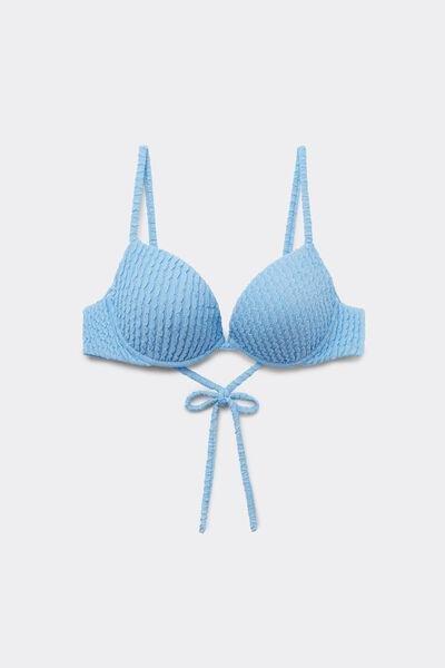 Blue Dreamy Texture Padded Push-Up Bikini Top, 5701_280Z, large image number 4