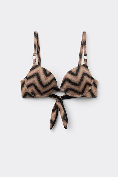Brown Chevron Shine Push-Up Padded Bikini Top, 5701_295Z, large image number 4