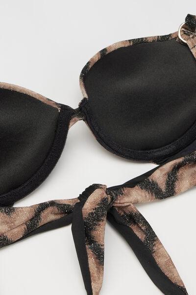 Brown Chevron Shine Push-Up Padded Bikini Top, 5701_295Z, large image number 5