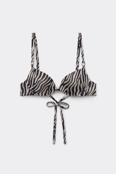 Black / White Safari Luxe Padded Push-Up Bikini Top, 5701_573Z, large image number 4