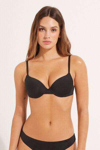 Black Recycled Microfibre Push-Up Bikini Top, , large image number 0