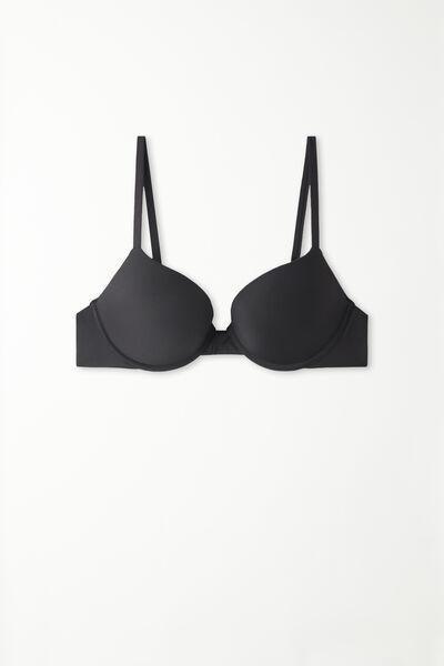 Black Recycled Microfibre Push-Up Bikini Top, , large image number 4
