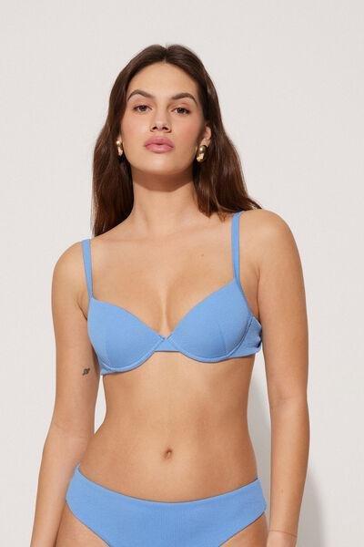 Blue Ribbed Push-Up Bikini Top, , large image number 0