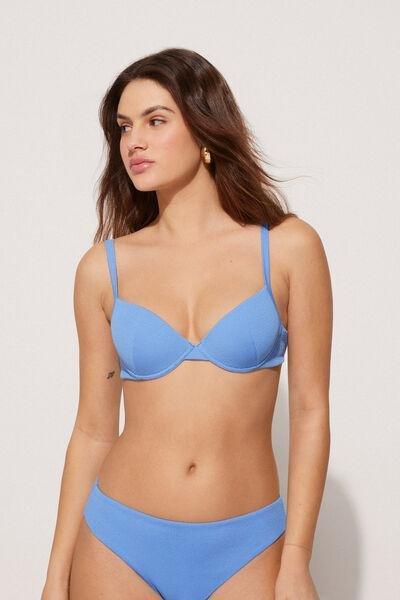Blue Ribbed Push-Up Bikini Top, , large image number 1