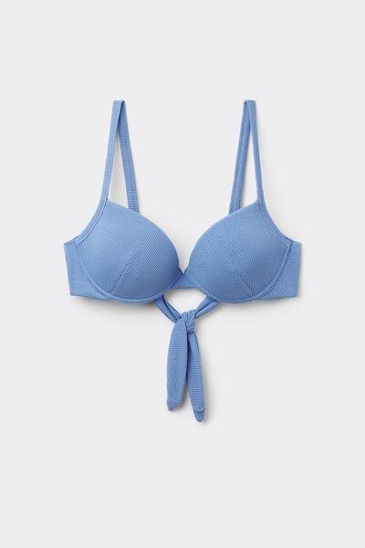 Blue Ribbed Push-Up Bikini Top, , large image number 4