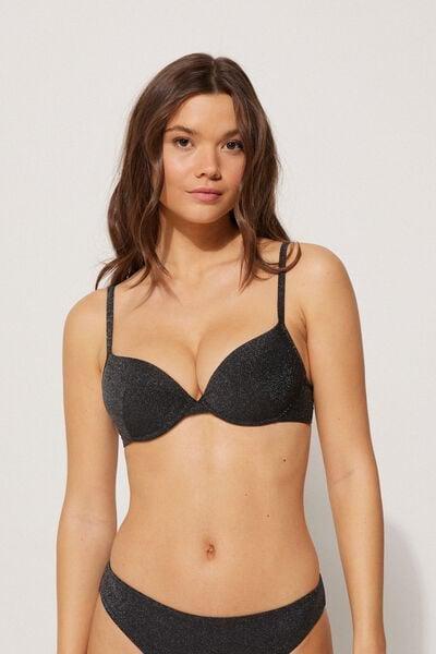 Black Preformed Push-Up Bikini Top, Black, large image number 1