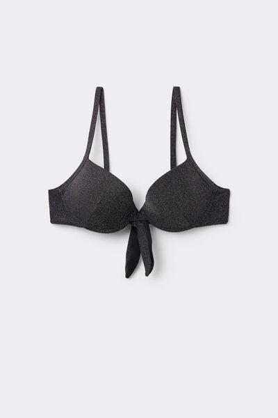 Black Preformed Push-Up Bikini Top, Black, large image number 4