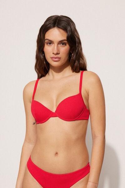 Red Ribbed Push-Up Bikini Top, , large image number 0