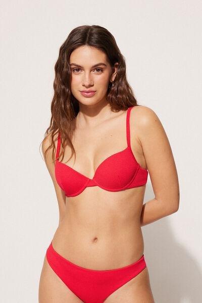 Red Ribbed Push-Up Bikini Top, , large image number 1