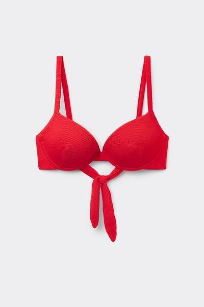 Red Ribbed Push-Up Bikini Top, , large image number 4