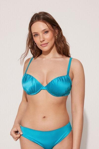 Blue Shiny Glam Push-Up Bikini Top, , large image number 1