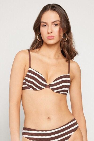 Brown Desert Stripes Lightly Padded Push-Up Bikini Top, 5701_277Z, large image number 1