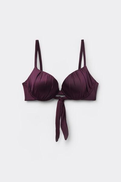 Burgundy Shiny Glam Lightly Padded Push-Up Bikini Top, 5701_282Z, large image number 4