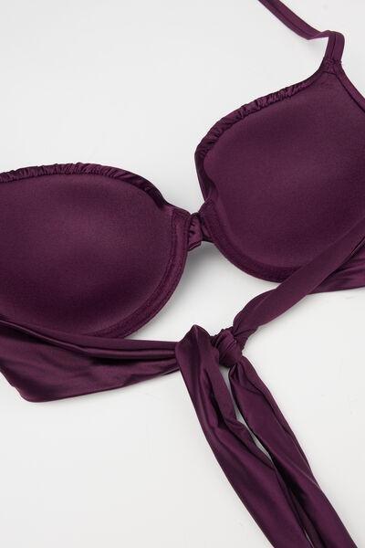 Burgundy Shiny Glam Lightly Padded Push-Up Bikini Top, 5701_282Z, large image number 5