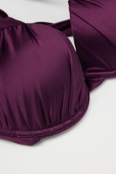 Burgundy Shiny Glam Lightly Padded Push-Up Bikini Top, 5701_282Z, large image number 6