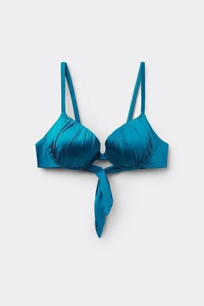 Blue Shiny Glam Lightly Padded Push-Up Bikini Top, 5701_279Z, large image number 4