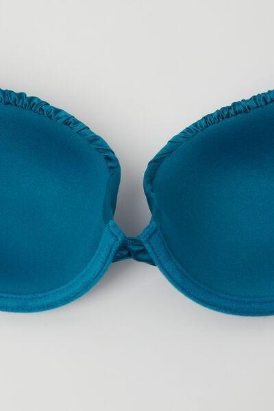 Blue Shiny Glam Lightly Padded Push-Up Bikini Top, 5701_279Z, large image number 5