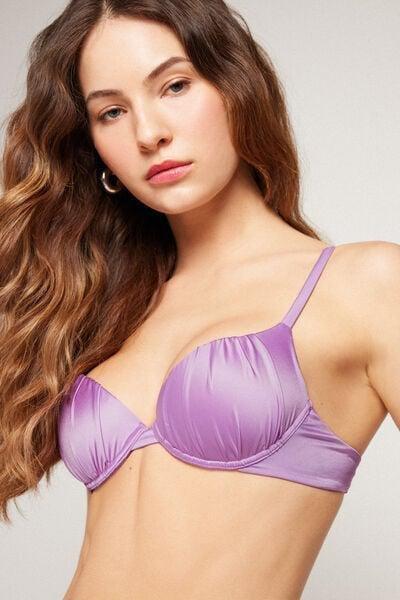 Lilac Shiny Glam Lightly Padded Push-Up Bikini Top, 5701_288Z, large image number 3