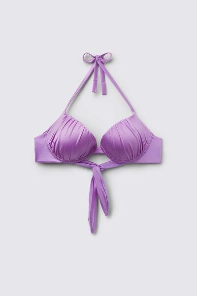 Lilac Shiny Glam Lightly Padded Push-Up Bikini Top, 5701_288Z, large image number 4