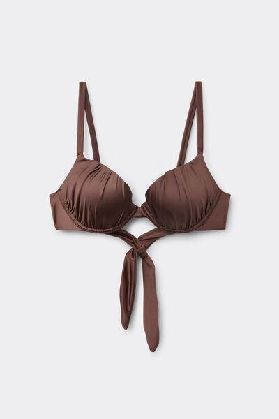 Brown Shiny Glam Lightly Padded Push-Up Bikini Top, 5701_281Z, large image number 4