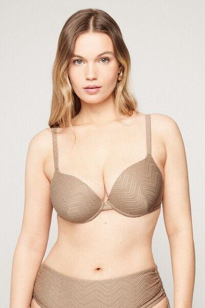 Brown Sparkling Touch Lightly Padded Push-Up Bikini Top, 5701_286Z, medium