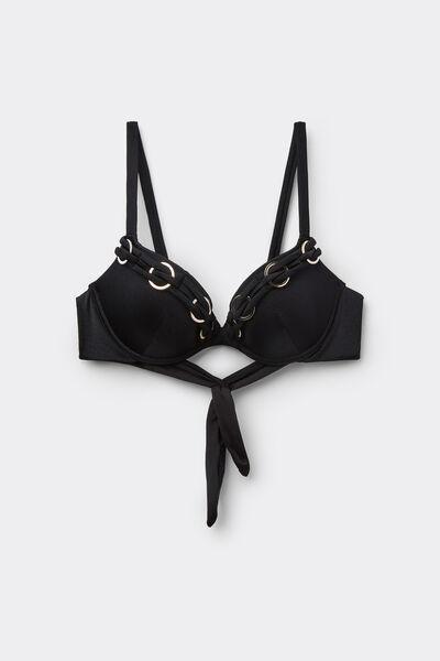 Black Royal Essence Lightly Padded Push-Up Bikini Top, Black, large image number 4