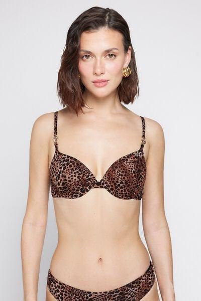 Brown Savage Sun Lightly Padded Push-Up Bikini Top, 5701_294Z, large image number 1