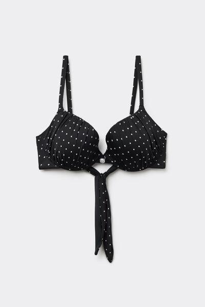 Black Polka Dot Bead Lightly Padded Push-Up Bikini Top, 5701_566Z, large image number 4