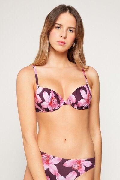 Pink Printed Hibiscool Lightly Padded Push-Up Bikini Top, 5701_571Z, large image number 1