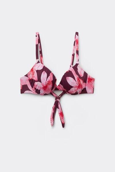 Pink Printed Hibiscool Lightly Padded Push-Up Bikini Top, 5701_571Z, large image number 4