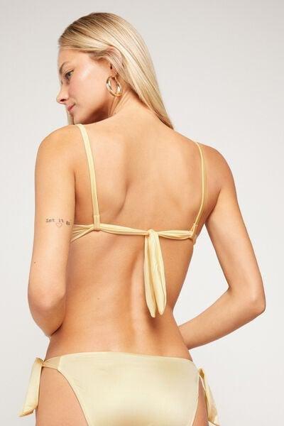 YELLOW Butter Yellow Shiny Glam Lightly Padded Push-Up Bikini Top, 5701_564Z, large image number 2