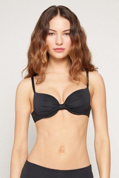 Black Lightly Padded Push-Up Bikini Top, Black, large image number 1