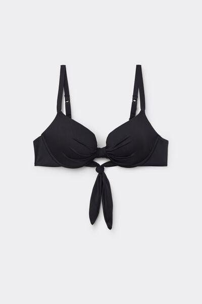 Black Lightly Padded Push-Up Bikini Top, Black, large image number 4