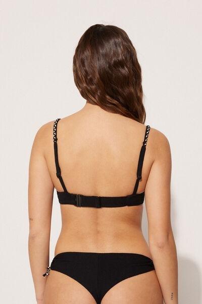 Black Tiki Texture Balconette Bikini Top, Black, large image number 2