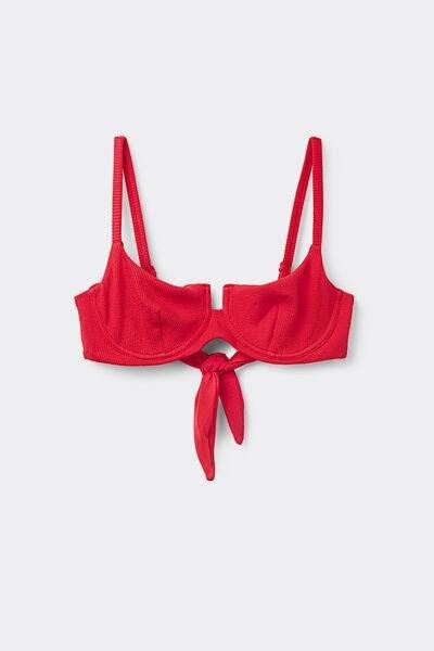Red Ribbed Balconette Bikini Top, , large image number 4