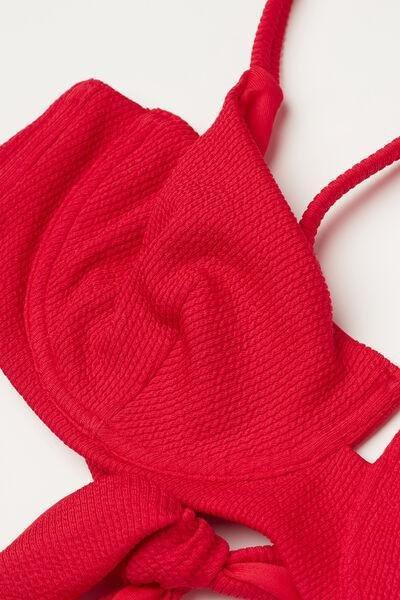 Red Ribbed Balconette Bikini Top, 5701_273U, large image number 5