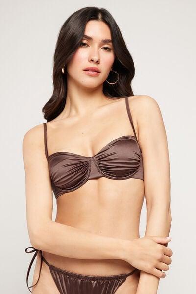 Brown Shiny Glam Balconette Bikini Top, 5701_281Z, medium