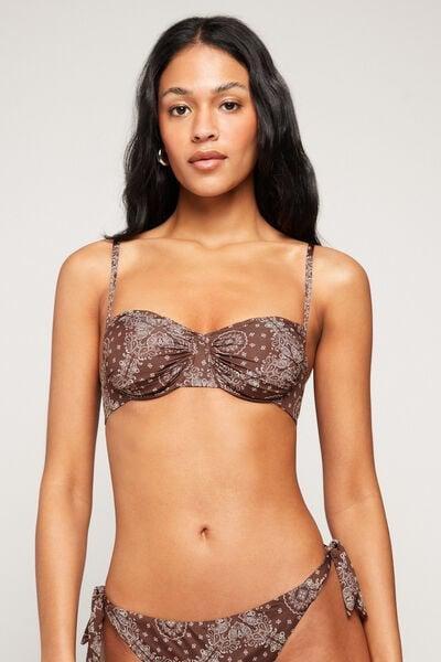 White Bandana Print Country Vibe Balconette Bikini Top, 5701_297Z, large image number 1