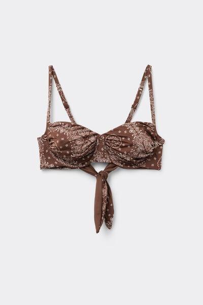 White Bandana Print Country Vibe Balconette Bikini Top, 5701_297Z, large image number 4