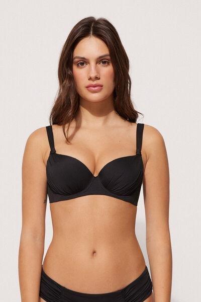 Black Padded Balconette Bikini Top, , large image number 0
