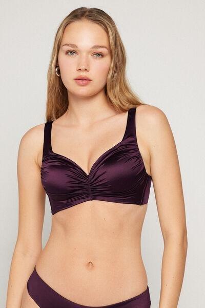 Burgundy Shiny Glam Lightly Padded Balconette Bikini Top, 5701_282Z, large image number 1