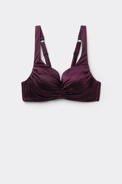 Burgundy Shiny Glam Lightly Padded Balconette Bikini Top, 5701_282Z, large image number 4