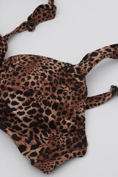 Brown Savage Sun Animal Print Lightly Padded Balconette Bikini Top, 5701_294Z, large image number 6