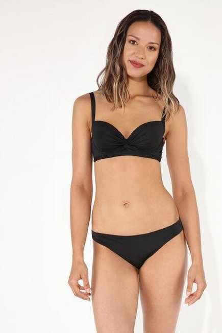 Tezenis - BLACK Plain Knot-Detail Balconette Bikini Top